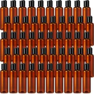 lot 2720 image: Mimorou 50 Pieces 4oz Plastic Squeeze Bottles with Disc Top Flip Cap Empty Amber Refillable Containers Small Travel Toiletry Bottles for Lotion Shampoo Oil Body Soap Creams