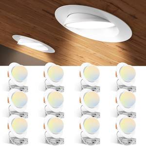 lot 2728 image: Amico 12 Pack 6 Inch 5CCT Gimbal LED Recessed Ceiling Light, 360°&amp90° Adjustable Eyeball Directional Can Lights, Dimmable Retrofit Wafer Downlight with Jbox, 12W 1200LM CRI90, White, ETL&ampFCC