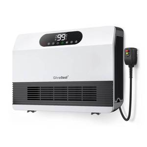 lot 2729 image: GiveBest Wall Heater, 1500W Electric Space Heater for Bedroom Bathroom with ALCI Plug, Heater with Remote Control for Office Dorm Use, Adjustable Thermostat, 12H Timers, Compatible with Alexa, White