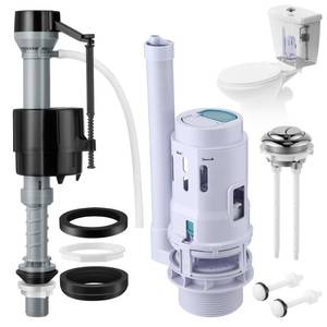 lot 2732 image: Saillong 1 Pack 3 Inch Universal Toilet Tank Replacement Kit, Include Dual Flush Valve with Push Button, Toilet Fill Valve, Bowl Gasket and Plastic Bolts, Tank Parts Replacement for 2-Piece