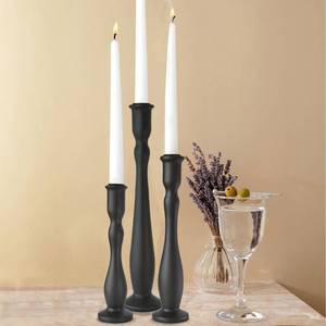 lot 2734 image: DINLiAN S Candlestick Holders Black Candle Holder for Candlestick,Taper Modern Candle Holders Set of 3,Tall Wood Candle Sticks Holder Decor(12108 H) (3, Black)