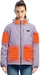 lot 2746 image: Fylno Heated Jackets For Women,16000mAh Womens Heated Jacket with Battery Pack Electric Heated Coat Hoodie (US, Alpha, Large, Regular, Regular, Purple)