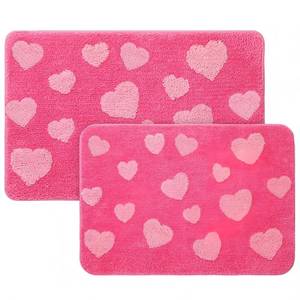 lot 2748 image: Drydiet 2 Pcs Valentines Day Pink Heart Door Mat 3D Textured Love Pattern Carpet Set Soft Fluffy 2 Sizes Romantic Non Slip Bathroom Rugs Washable Mat for Bathroom Bedroom Home Decoration