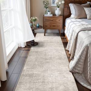 lot 2749 image: Hallway 2x8 Washable Runner Rug Abstract Stain Resistant Entryway Kitchen Area Rugs Farmhouse Soft Bathroom Bedroom Print Floor Mat Thin Non-Slip Indoor Carpet for Living Room Laudry(2x8,BeigeCream)