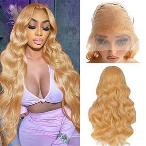 lot 2753 image: 30 Inch Honey Blonde Wig Human Hair, 13x4 Body Wave Honey Blonde HD Lace Front Wig Colored 27# Blonde Glueless Lace Front Wigs Human Hair Pre Plucked Lace Frontal Wigs for Black Women 180% Density