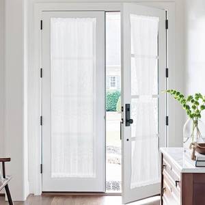 lot 2754 image: NICETOWN 2 Panels French Door Curtains, Sheer Voile Light Filtering, Rod Pocket Window Treatment for Front Back Patio Glass DoorRustic BedroomLiving Room (26 x 72 Inch Long, 2 Panels, White)