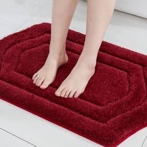 lot 2757 image: COSY HOMEER Extra Thick Bath Rugs for Bathroom - Anti-Slip Bath Linen Sets Mats Soft Plush Yarn Shaggy 100% Strong Polyester Living Room Bedroom Water Absorbent(Red,17x27 - Inches)