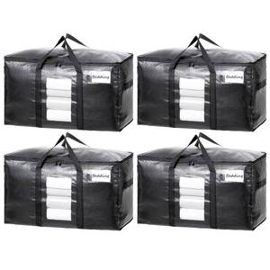 lot 2761 image: TAILI Extra Large Moving Bags, 4 Pack Black Heavy Duty Totes For Storage with Visible Window, Wrap Around Handles, Storage Bags for Space Saving, Alternative to Moving Boxes