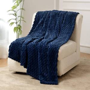 lot 2771 image: FY FIBER HOUSE Fleece Throw Blanket for Couch 300GSM Super Soft Plush Fuzzy Blankets Lap Blanket for Office Sofa, 50x60 Inches, Navy