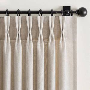 lot 2776 image: Pinch Pleated Linen Curtains 96 Inches Long 2 Panel Set (40 W x 96 L) for Living Room & Bedroom Window Natural Birch Light Filtering with Hooks,Rings & Back Tab,Neutral Boho Farmhouse Style