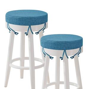 lot 2781 image: AddGrace Round Bar Stool Cushions with Ties Set of 2 Non Slip Seat Cushions 12x12 Inch Washable Chair Pads Removable Washable Cover Blue
