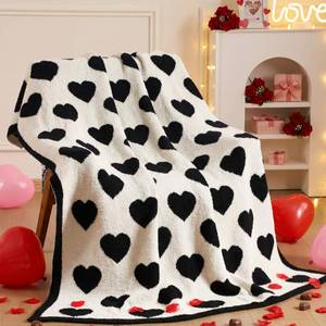 lot 2782 image: Buryeah Valentines Day Knit Throw Blanket 50 x 60 Inch Heart Reversible Knit Blanket Beige Microfiber Love Cute Romantic Decorative Gifts for Women Sofa Bed Home Decor
