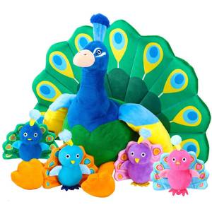 lot 2790 image: Skylety 18 Inch Peacock Large Stuffed Animal Plush Toys with 4 Little Babies Inside Mommys Belly Stuffed Peacock Cuddly Soft Plushie Toys Animals for Birthday Gifts Zoo Party Holiday Decor