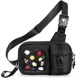 lot 2793 image: Prokva Ita Chest Pack Pin Display Bag with Insert, Ita Sling Bag for Women, Black Pin Trading Purse for Travel Concert