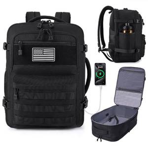 lot 2797 image: MOZETO TSA Approved Carry On Backpack, Extra Large Tactical Travel Backpack for Men, Airplane Approved Weekender Bag, Water Resistant Lightweight Laptop Daypack for Flight, Black
