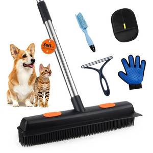lot 2798 image: Carpet Rake for Pet Hair Removal, 5 in 1 Reusable Pet Hair Removal Tool Kit, Cat & Dog Hair Carpet Rake, Adjustable Long Handle Pet Hair Removel Tool, Pet Hair Broom for Carpet, Rugs, Mats, Furniture