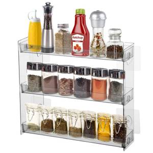 lot 2826 image: FMOACEN Spice Rack Wall Mount Clear Plastic Seasoning Organizer Condiment Bottles Storage Shelf Spice Rack Organizer for Kitchen Cabinet Doors Pantry RV Organization