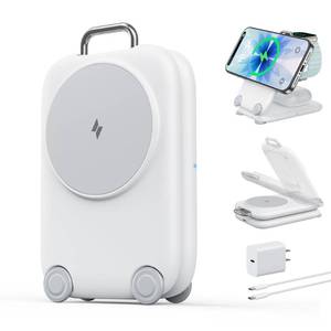lot 2841 image: PaktVault 2025 Traveling Fast Wireless Charging Station for Apple Devices, Magnetic 3 in 1 MagSafe Charger Stand for iPhone 17 16 15 14 13 12 Pro Max Plus Air, Apple Watch&Air pods Pro-Gift for Her