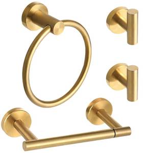 lot 2847 image: Ntipox 4 Pieces Brushed Gold Bathroom Accessories Hardware Set,Toilet Paper Holder Set,Include Double Post Pivoting Toilet Tissue Roll Paper Holder,Towel Ring,Towel Holder Set for Bathroom