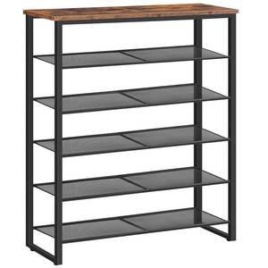 lot 2850 image: HOOBRO Shoe Rack, 6-Tier Shoe Organizer, for 18-24 Pairs of Shoes, Large Capacity Shoe Storage Shelf, Durable and Stable, for Entryway, Closet, Hallway, Dorm Room, Industrial, Rustic Brown BF67XJ01G1