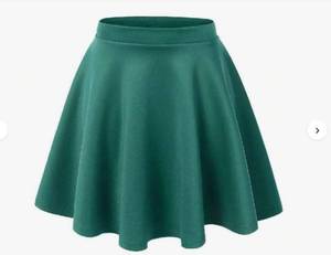 lot 2794 image: Womens Basic Stretchy Flared Mini Skater Skirt Versatile A-Line Casual Skirt(green medium)