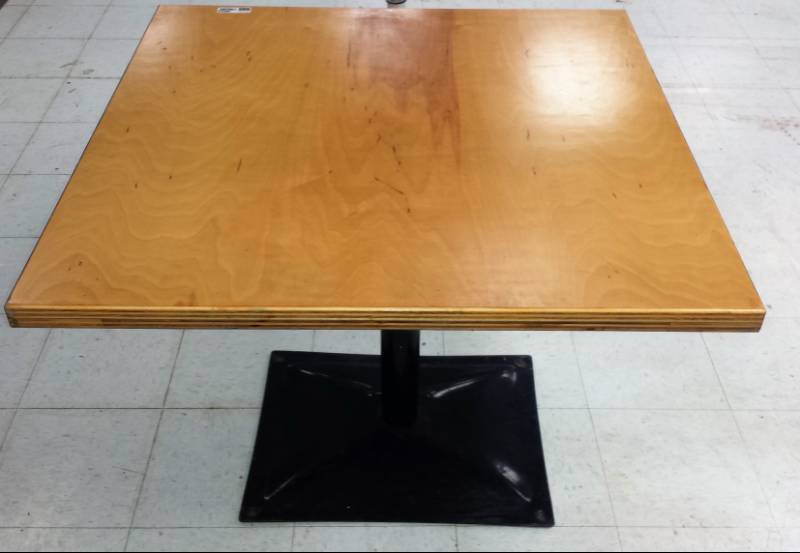 lot 3854 image: Commercial Grade Polished American Beech Wood Square Table