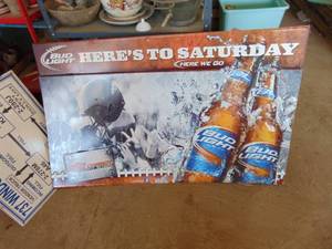 lot 3292 image: Large OSUBud Light Metal Sign