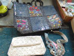 lot 3347 image: Pair of Purses and Embroidered Neck Piece