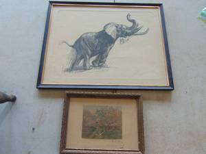 lot 3381 image: Pair of Small Pictures - Pencil Drawing