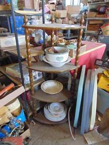lot 3471 image: Corner Shelf with Contents