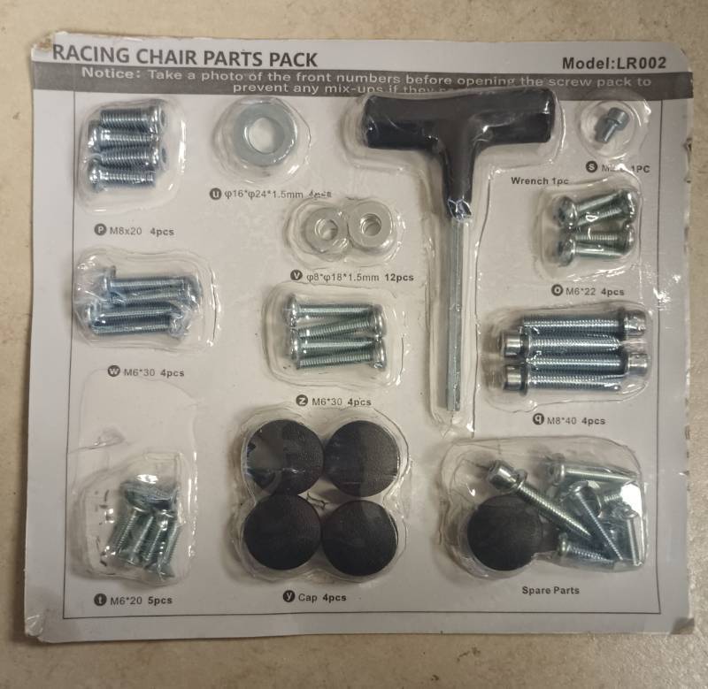 lot 264 image: GT Racing Chair Hardware Kit Model LR002