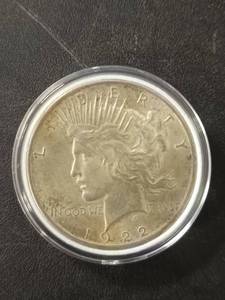 1922 Peace Dollar Coin 90% silver in protective capsule