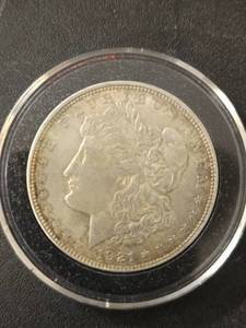 1921 Morgan Silver Dollar Coin 90% silver in protective case
