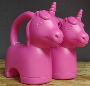 lot 201 image: Pink Unicorn watering cans