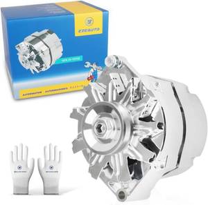 lot 191680 image: New Chrome 1 Wire Self Exciting Alternator High Output 120Amp Replacement for GM 305 350 BBC SBC 10SI for Chevy for Buick Street Rod Hot Rod