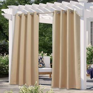 lot 191683 image: NICETOWN Outdoor Curtains for Patio Waterproof 95 L, Blackout Gazebo Curtain for PergolaPorch Weatherproof, UV & Privacy Protection Outside Drape, 52 Wide, 1 Panel, Biscotti Beige
