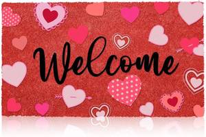 lot 191689 image: Blosssound Valentines Day Natural Coir Doormat 17x29 Inch Love Heart Rugs Welcome Coir Mats Non Slip Entrance Front Porch Rugs Valentines Anniversary Wedding Home Decor for Indoor Outdoor