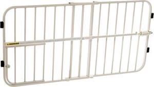 lot 191692 image: Carlson 24-38 Lil Tuffy Expandable Metal Dog Gate for Doorways, Indoor Pet Gate with Small Pet Door, No-Drill Pressure Mount, White