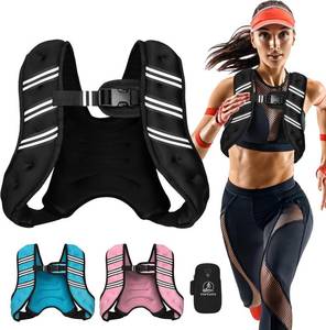 lot 191698 image: Weighted Vest for Women Men, 6lb8lb12lb16lb20lb25lb30lb Adjustable Weight Vest with Reflective Stripes for Workout, Strength Training, Running, Fitness, Muscle Building, Weight Loss, Rucking Vest With Phone Pouch
