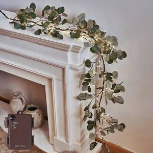 lot 291568 image: LITBLOOM Lighted Eucalyptus Garland Battery Operated with Timer 6FT 96 LED Artificial Greenery Twig Vine Lights for Room Stairs Mantle Wedding Holiday Decoration Indoor Outdoor