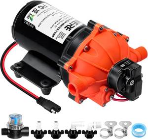 lot 291579 image: Upgraded 12V Pump,7.0GPM,75Psi Diaphragm Water Pump,5 Chamber Self-Priming RV Water Pump Ideal for RV,Marine,Yacht Sprayer and Pressure Washing-12 MNPT Connection