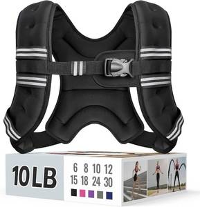 lot 291587 image: Weighted Vest for Women & Men with Reflective Stripe and Adjustable Buckle, Comfortable & Durable Rucking Vest for Walking, Running & Strength Training