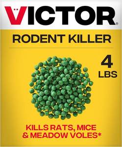 lot 291588 image: Victor Rat Poisoning for Inside & Outdoor Use - Kills Rats, Mice, Meadow Voles, Mouse Poisoning for Indoor & Outside Areas, Ready-to-Use, Yellow, M925, 4 lbs