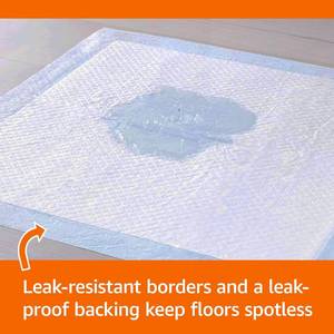 lot 291589 image: Amazon Basics Super Absorbent Dog and Puppy Potty Pads, Leak-Proof 5-Layer Design with Quick-Dry Surface for Housebreaking, Heavy Duty Absorbency, X-Large, 28 x 34 Inch, Blue & White, 25-Pack