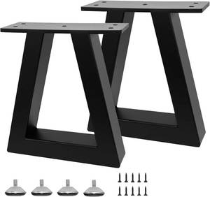 lot 291600 image: 8 Inch Trapezoid Metal Table Legs Black, DIY Furniture Feets for Bench, Coffee Table, Stool Cabinet Legs, Including Screws and Adjustable Feet Pads, 8 Inch x 7.9 Inch
