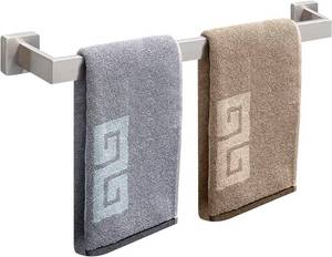 lot 291605 image: NearMoon Towel Bar, Bath Accessories Premium Thicken Stainless Steel Square Shower Towel Rack for Bathroom, Towel Holder Wall Mounted (1 Pack, Brushed Nickel, 27 Inch)