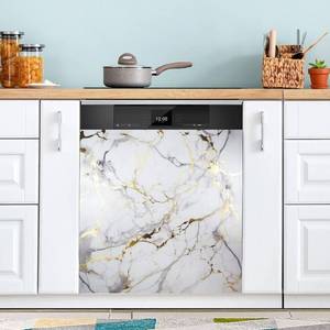 lot 291615 image: JIPONI Dishwasher Magnetic Cover White Gold Marble Dish Washer Magnet Kitchen Art Decor, Dishwasher Magnetic Sticker 23 W x 26 H