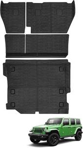 lot 291616 image: Cargo Mat Backrest Mat Compatible with 2018-2024 Jeep Wrangler JL 4 Door 4X4(Fuel Version), Black TPE Trunk Liner Rear All-Weather Protection for Jeep Wrangler 4 Door JL Accessories