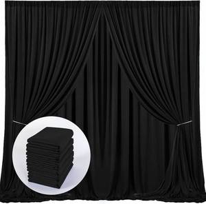 lot 391638 image: Black Backdrop Curtains - 6 Panel Photo Curtains for Party, Wedding, Ceremony - 5ft x 10ft