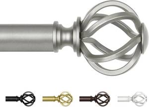 lot 391640 image: Antique Silver Curtain Rod 32 to 58 Inch (2.6-4.8 ft), USFOOK 78 Curtain Rods for Windows 20 to 54 Inch, Telescoping Splicing Drapery Rods with Twisted Cage Finials